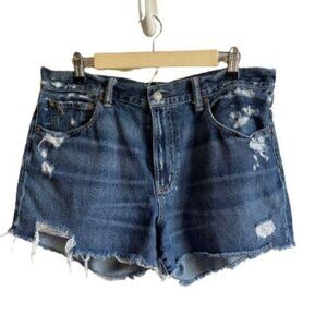 POLO by Ralph Lauren Jean Shorts Cuff Off Raw Hem Distressed Light Wash Size 31